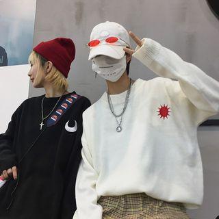 Couple Matching Oversized Embroidered Sweater