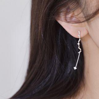 S925 Silver Rhinestone Drop Earring Geometric - Silver - One Size
