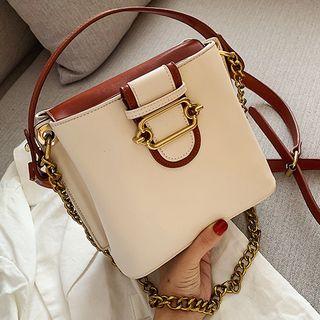 Square Faux Leather Bucket Bag