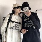 Couple Matching Lettering Distressed Sweater
