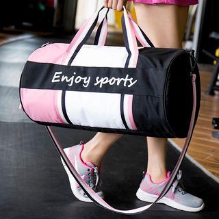 Lettering Colour Block Wet-dry Barrel Bag