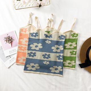 Flower-print Summer-knit Top