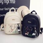Set: Faux Leather Deer Patterned Backpack + Bow Accent Crossbody Bag + Flap Purse