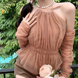 Halter Shirred Crop Top