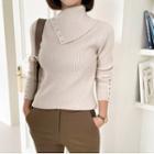 Two-way Snap-button Rib-knit Top