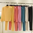 Set: Mock-neck Long-sleeve Top + Skinny Pants