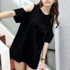 Elbow-sleeve Shoulder Cut Out T-shirt Dress