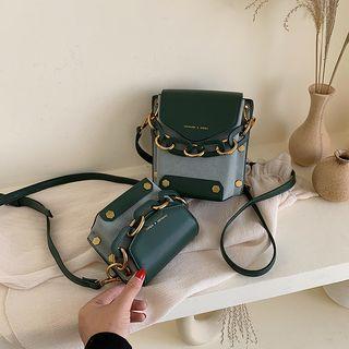 Paneled Studded Crossbody Bag