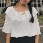 Frilled Elbow-sleeve Blouse
