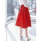 Plus Size Elasticized-waist Pintuck A-line Midi Skirt