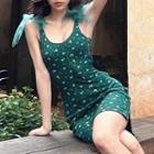 Tie-shoulder Floral Print Bodycon Dress
