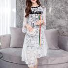 Long-sleeve Applique Lace Dress
