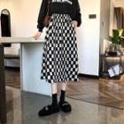 Chessboard Print A-line Midi Skirt