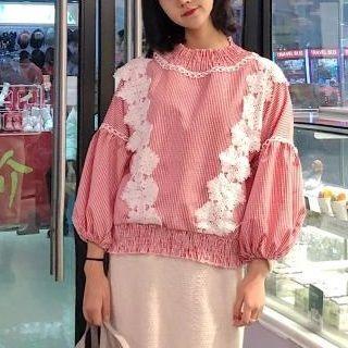 Lace Trim Striped Top