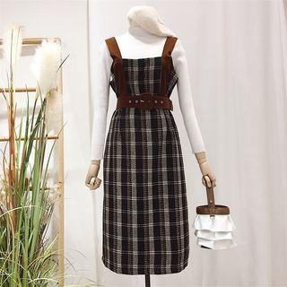 Sleeveless Plaid Slit-back Dress