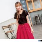 Short Sleeve Square Neck Lace Top