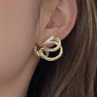 Rhinestone Loop Earring 1 Pair - As Shown In Figure - One Size