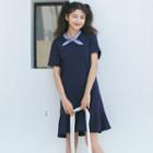 Tie Neck Short-sleeve A-line Dress