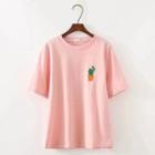 Short-sleeve Cactus Embroidery T-shirt