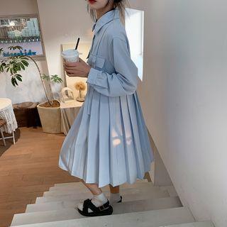 Suspender-detail Pleated Midi Dress