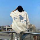 Short-sleeve Cloud Print Lettering T-shirt