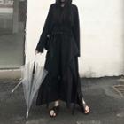 Long-sleeve Buttoned T-shirt / Wide-leg Pants