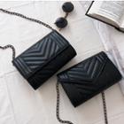 Quilted Faux Leather Chain Crossbody Bag