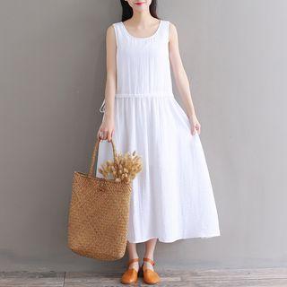 Sleeveless Drawstring Waist A-line Midi Dress