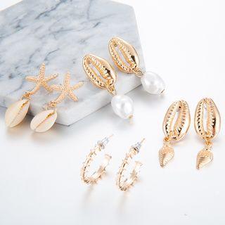 4-pair Set: Alloy Shell Earring (assorted Designs) F02101 - One Size