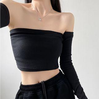 Set: Ribbed Tube Top + Arm Sleeves