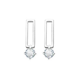 925 Sterling Silver Rhinestone Rectangle Earring