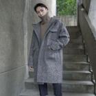 Herringbone Hooded Zip Woolen Coat