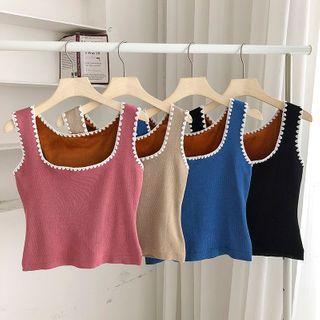 Round Neck Fleece Sleeveless Knit Top
