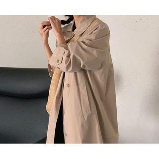 Raglan Single-breasted Trench Coat Beige - One Size