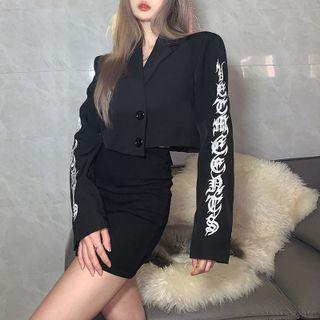 Embroidered Cropped Blazer