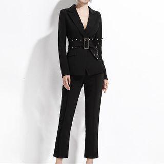 Set: Belted Blazer + Dress Pants
