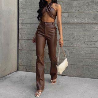 Set: Halter Top + Straight Leg Pants