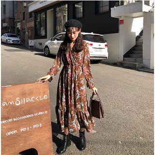 Flora Print Chiffon Midi Dress