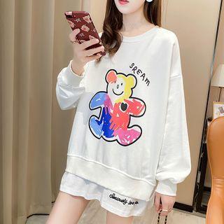 Bear Print Layered Pullover