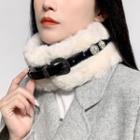Faux Leather Belt Faux Fur Scarf