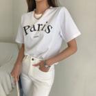 Paris Letter Cotton T-shirt