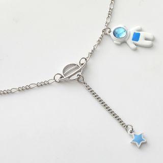 Astronaut Planet Pendant Alloy Choker Silver - One Size
