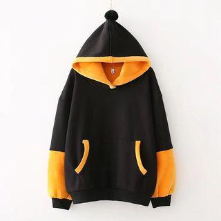 Velvet Panel Long-sleeve Hoodie