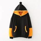 Velvet Panel Long-sleeve Hoodie