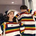 Couple Matching Lettering Stripe Sweater