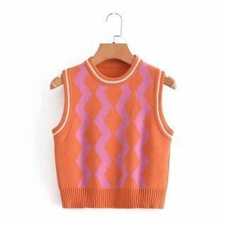 Round Neck Cropped Sweater Vest