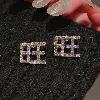 Rhinestone Chinese Character Stud Earring