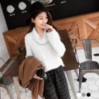 Fuzzy Knit Funnel-neck Sweater