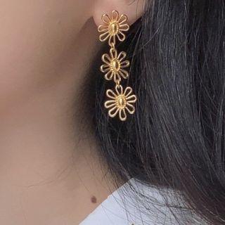 Alloy Flower Dangle Earring 1 Pair - 0604a - Alloy Flower Dangle Earring - One Size