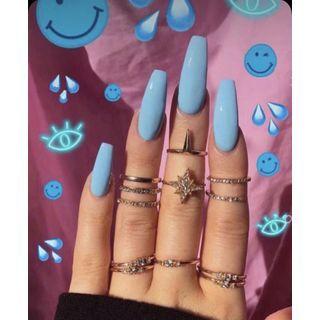 Long Nail Art False Nail 467 - Light Blue - One Size
